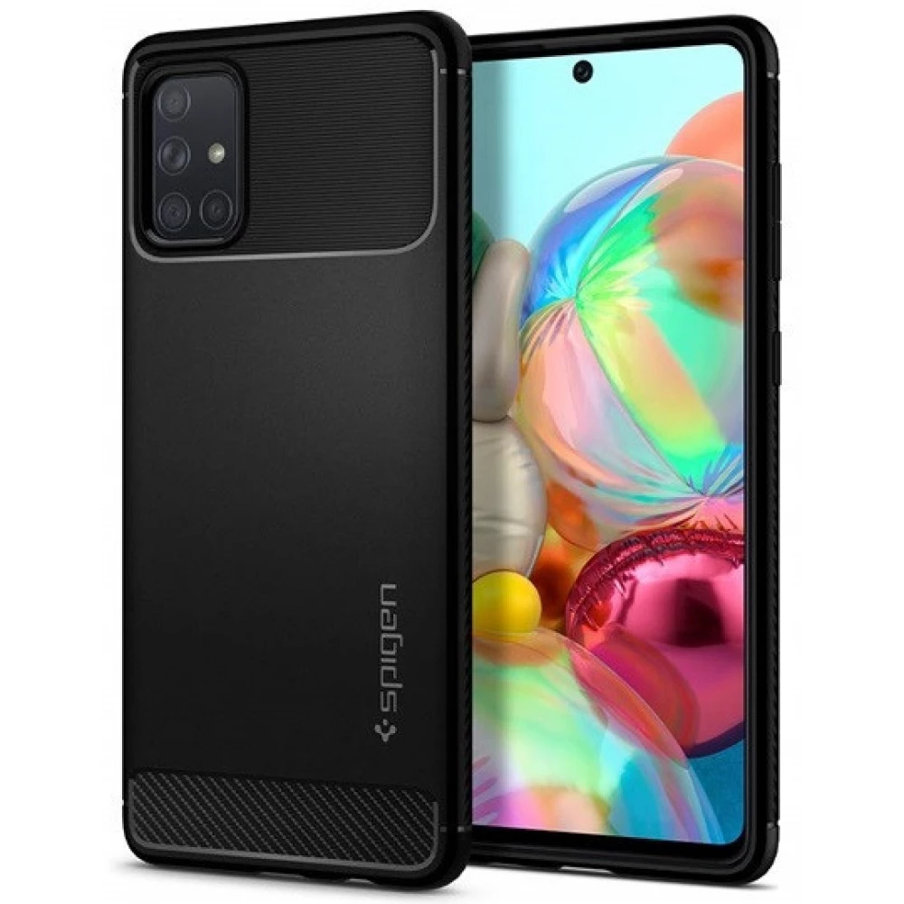 SPIGEN Rugged Armor Galaxy A71 Silikon case karbonski pattern crno SPIGEN Rugged Armor Galaxy A71 Silikon case karbonski pattern crno