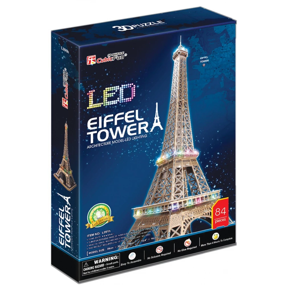 3D PUZZLE EIFFEL TOWER WORLD'S GREAT ARCHITECTURE CUBIC FUN 