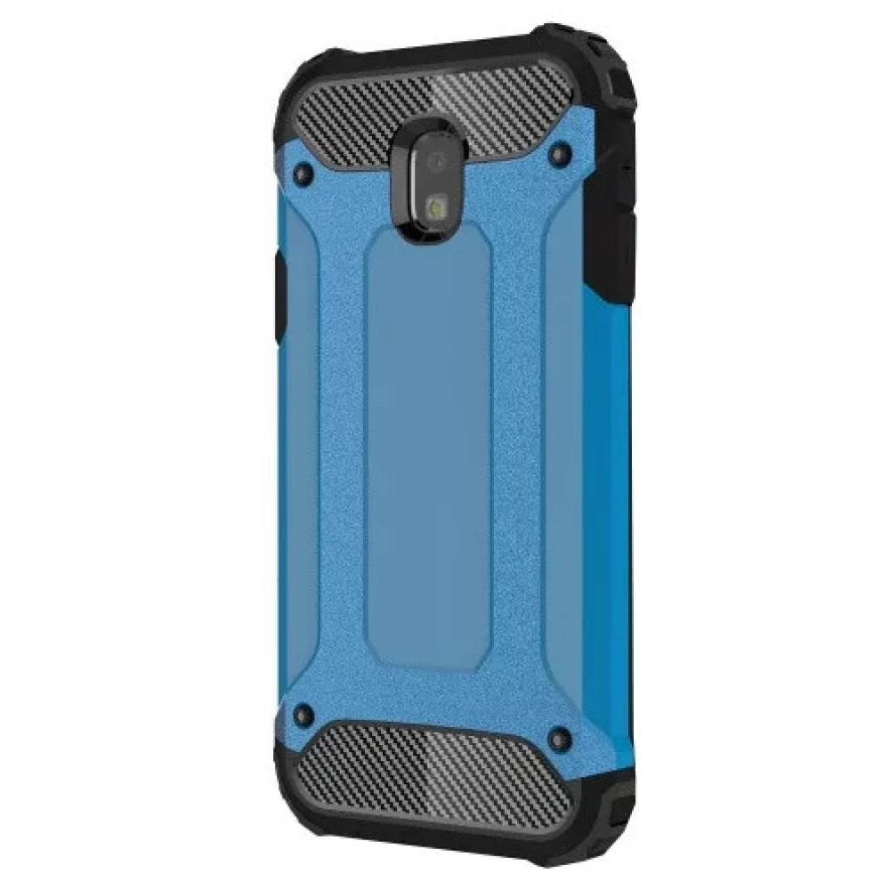 ZONE Defender Plastic spate husă protecţie fémhatású Galaxy J3 (2017) albastru