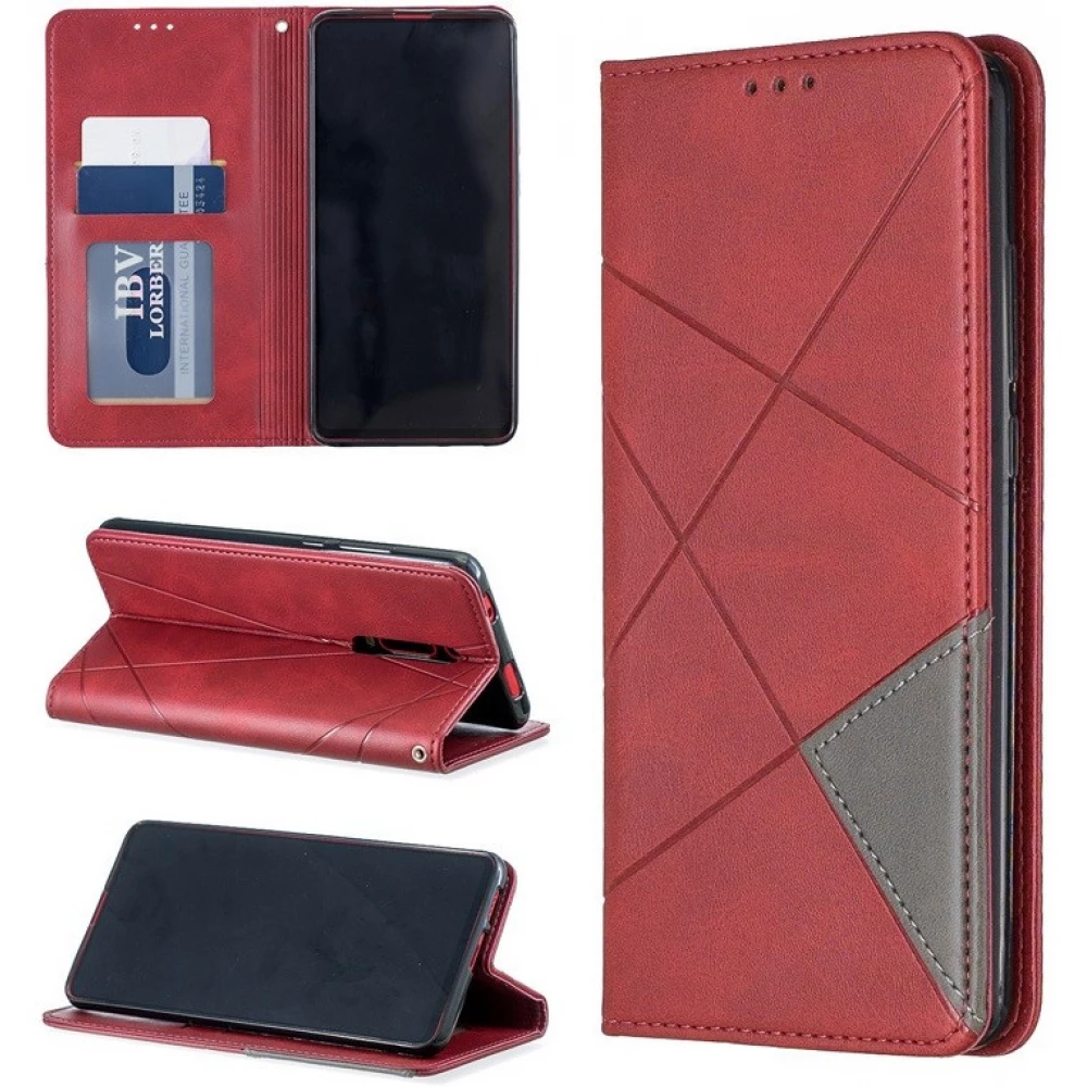 OEM Wooze DesignBook Oldalra nyíló tok geometria minta iPhone 7/8/SE 2020 piros OEM Wooze DesignBook Oldalra nyíló tok geometria minta iPhone 7/8/SE 2020 piros