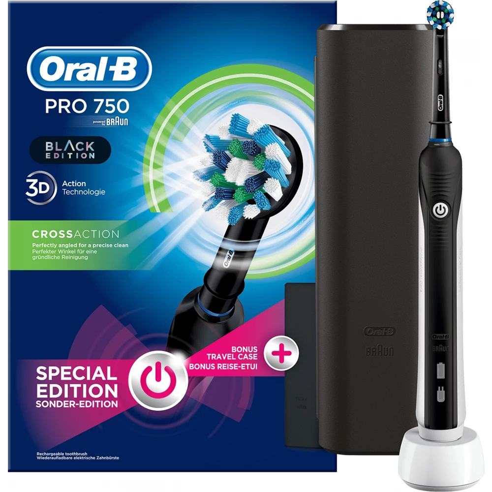 porselein Resultaat druk ORAL-B PRO 750 Cross Action electric toothbrush Black Edition Special  (Basic guarantee) - iPon - hardware and software news, reviews, webshop,  forum