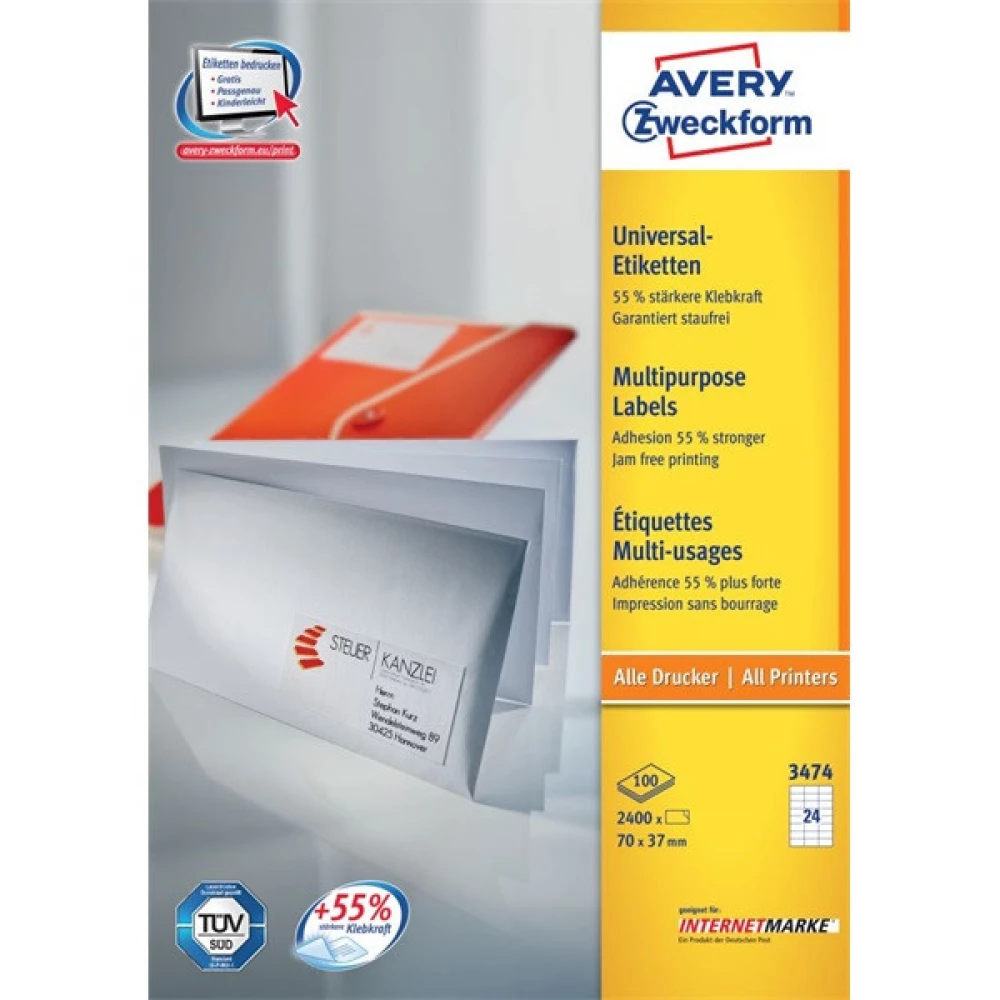 AVERY 3474 70×37mm universal 2400 pieces label AVERY 3474 70×37mm universal 2400 pieces label