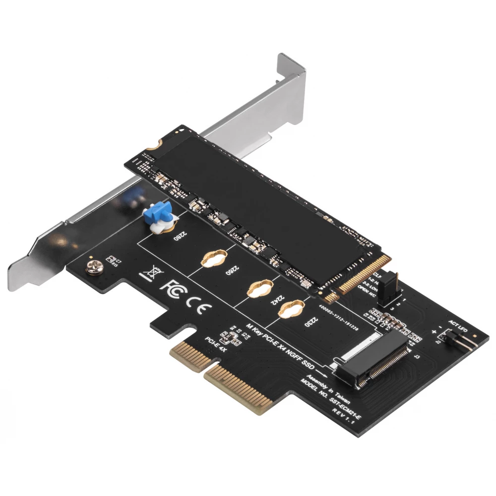 SILVERSTONE SST-ECM21-E Screwless design M.2 PCIe/NVMe SSD to PCIe x4 adapter card