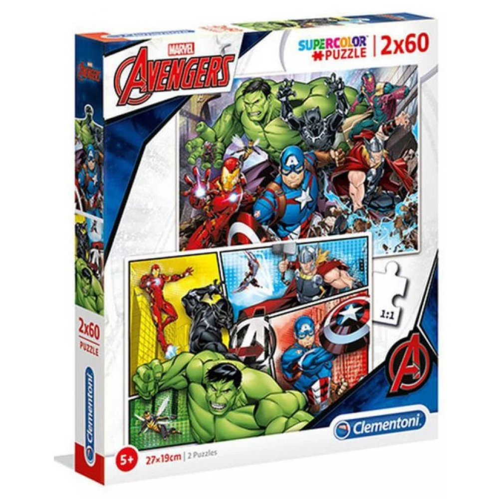 CLEMENTONI Puzzle játék 2x 60 darabos SuperColor Marvel Bosszúállók