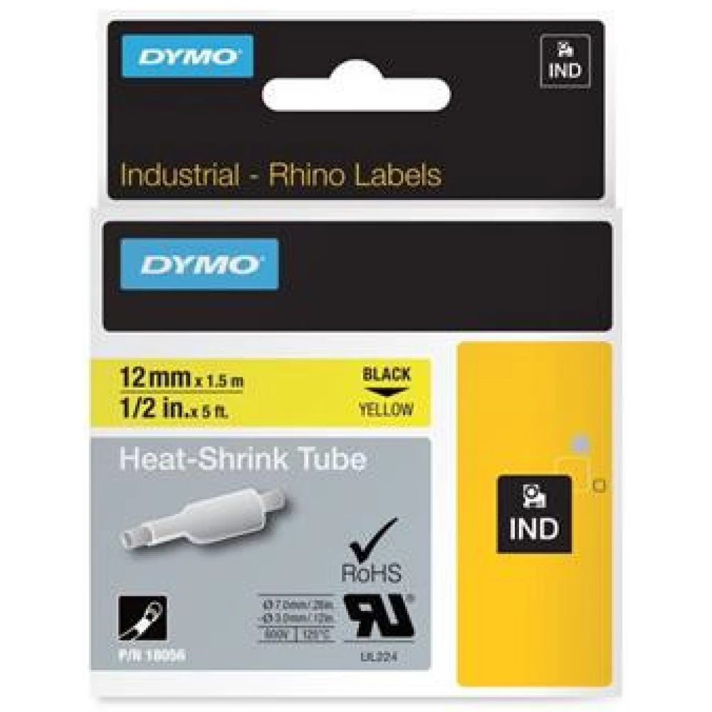 Dymo Label Maker Shrinkable 12 Mm X 1 5 M Rhino Yellow Black