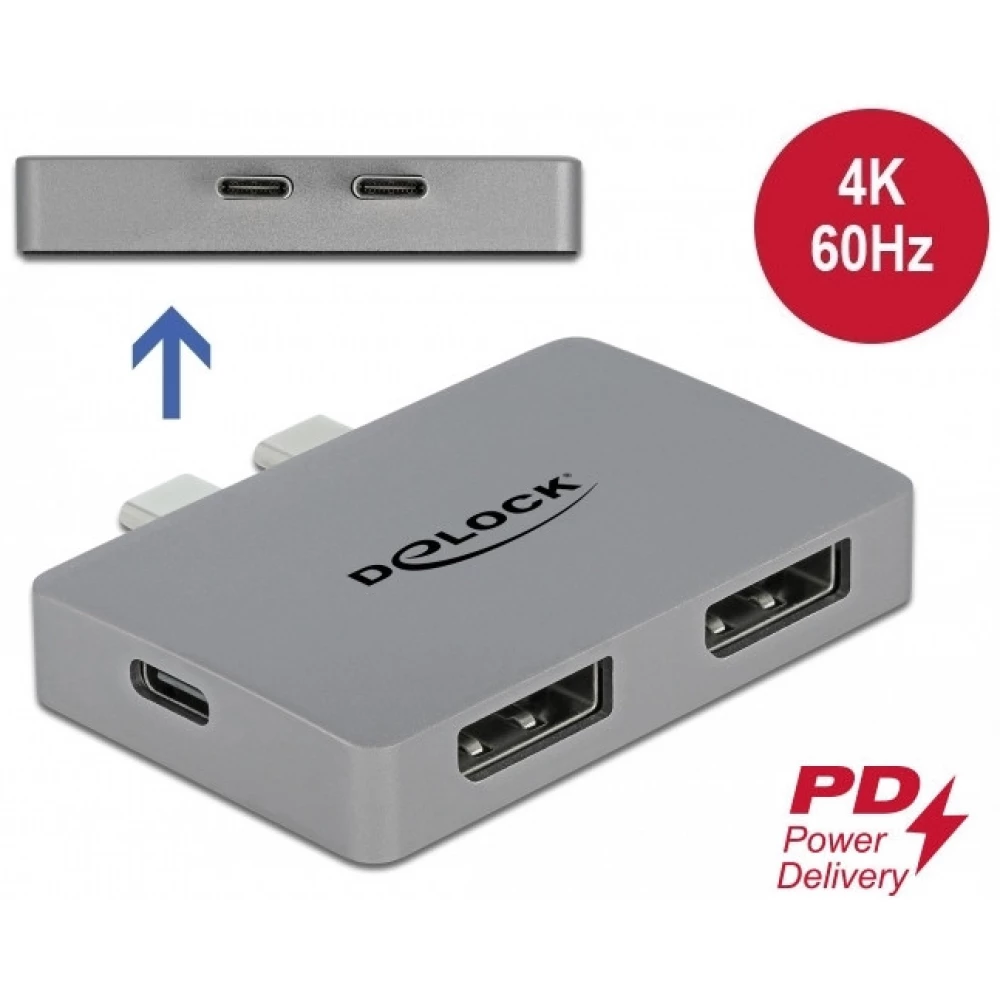 DELOCK Dual DisplayPort adapter MacBook-hoz 4K 60 Hz and PD 3.0-s DELOCK Dual DisplayPort adapter MacBook-hoz 4K 60 Hz and PD 3.0-s