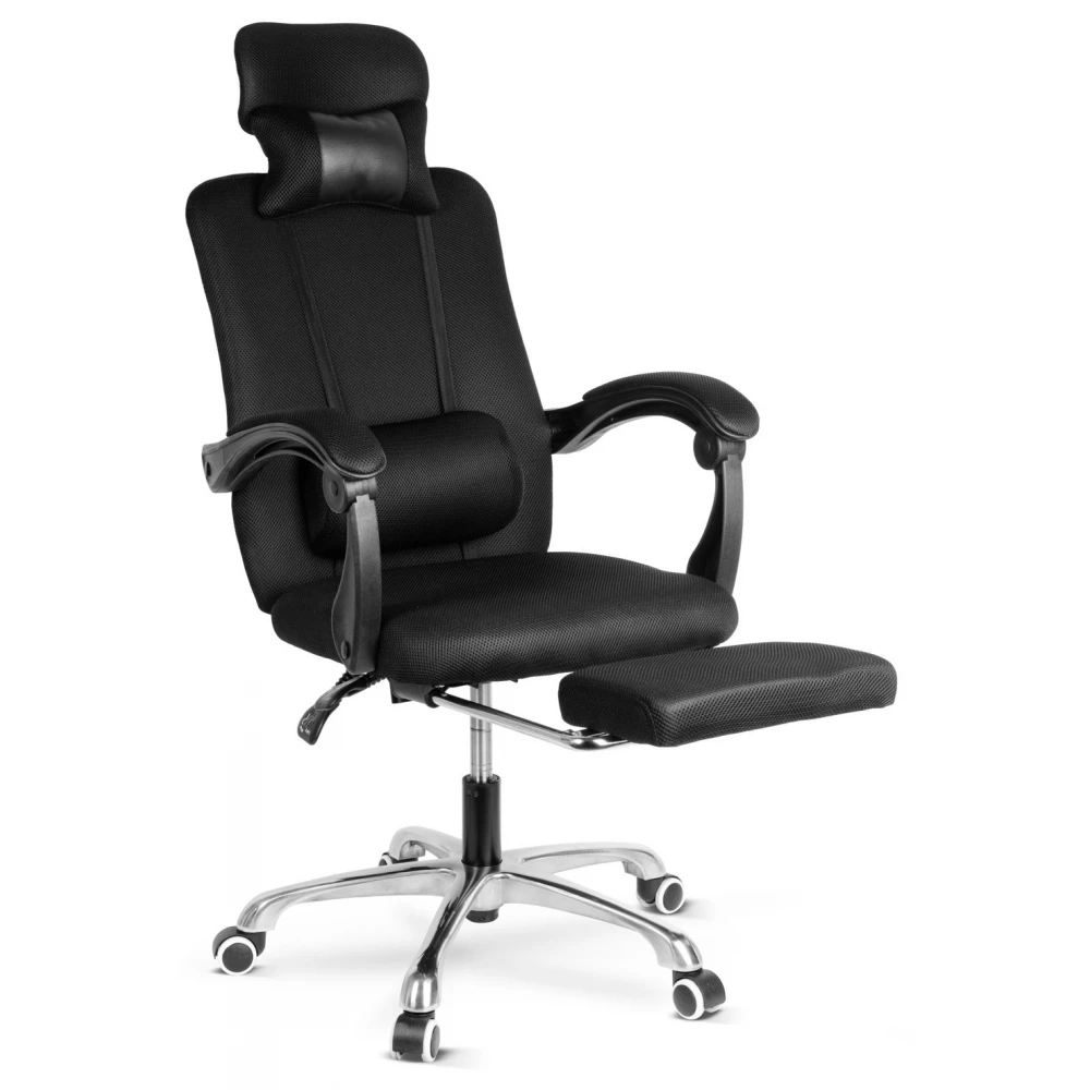 DELIGHT BMD1101 irodai szék karfával párnával és lábtartóval fekete