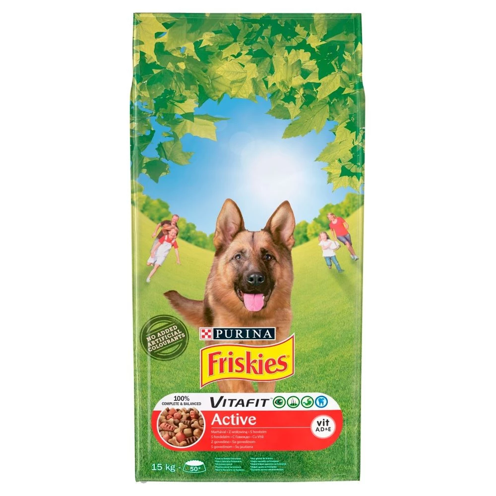 PURINA FRISKIES Vitafit Active dry dog biscuit marhaval 15kg iPoncomp