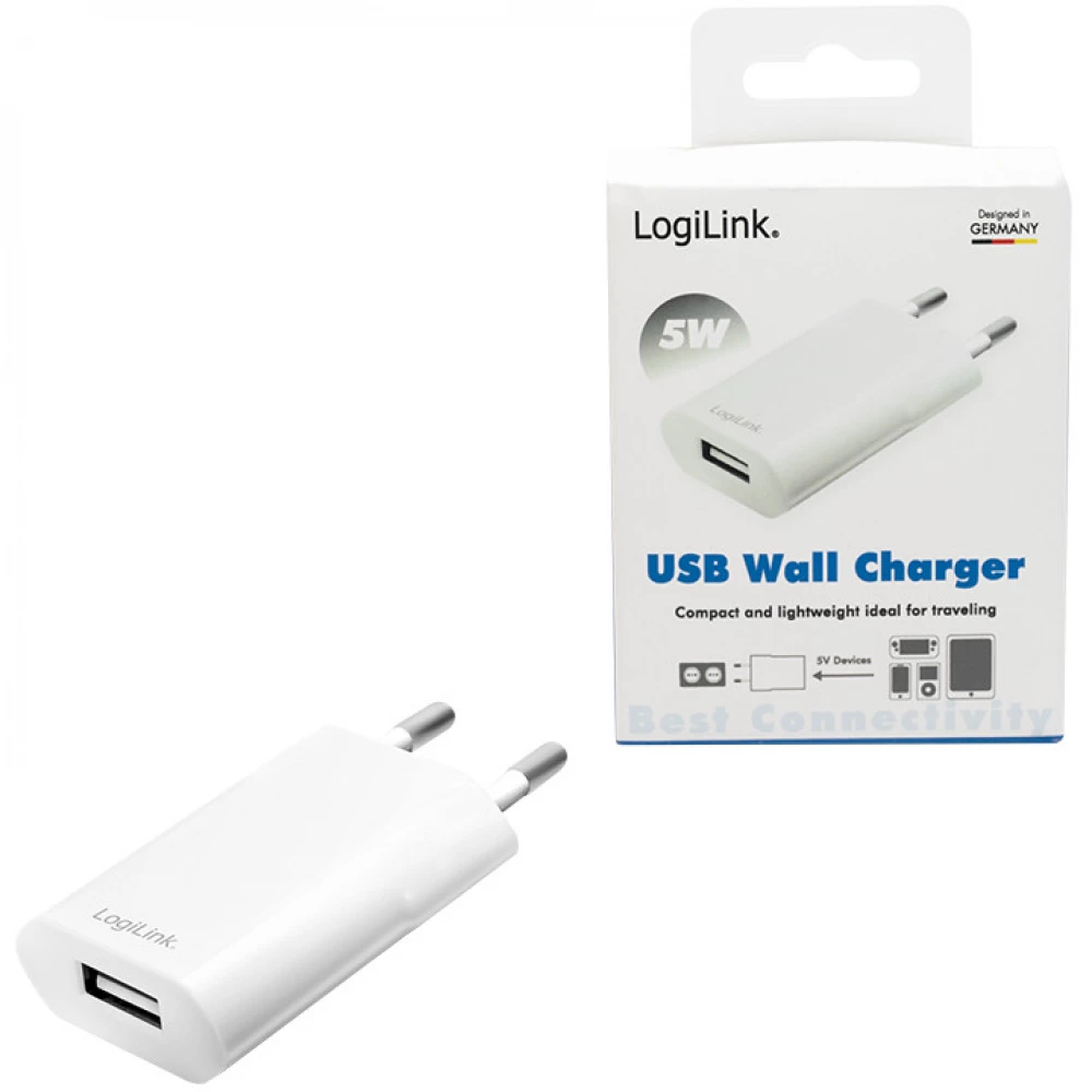 LOGILINK USB power socket adapter 1x USB port 5W Weiß
