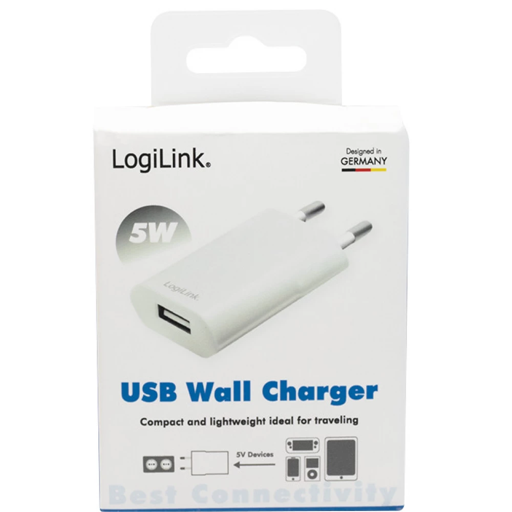 LOGILINK USB power socket adapter 1x USB port 5W Weiß