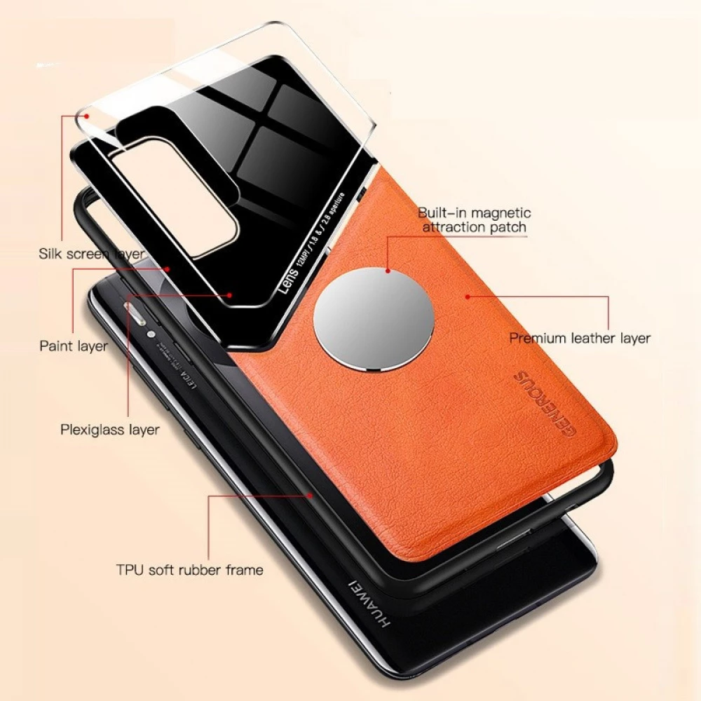 WOOZE Texture szilikon-bőr magnetisch Schutzhülle-Rückseite Huawei Mate 20 Grün