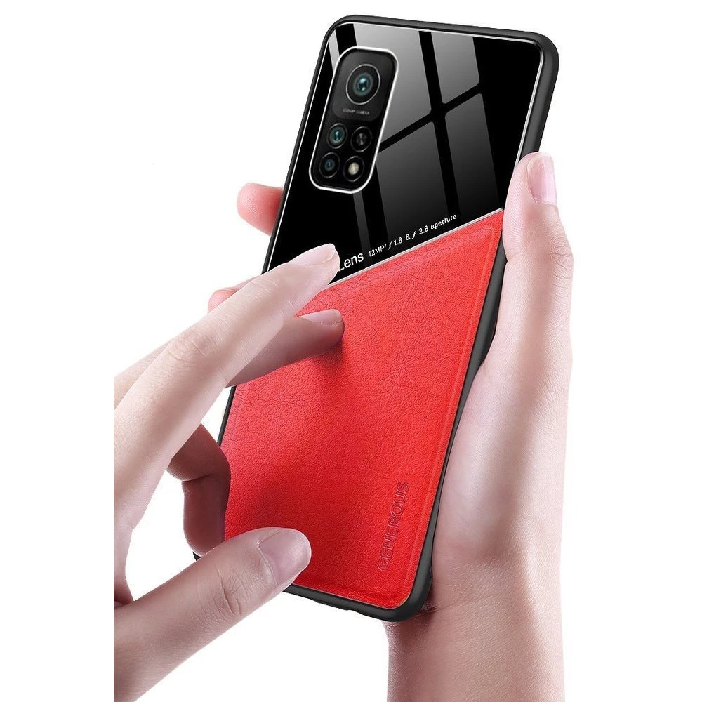 WOOZE Texture szilikon-bőr mágneses hátlaptok Huawei P Smart (2021) piros