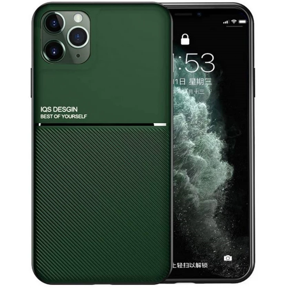 WOOZE Carbon pattern magnetic silicone case Samsung Galaxy A01 Core dark green