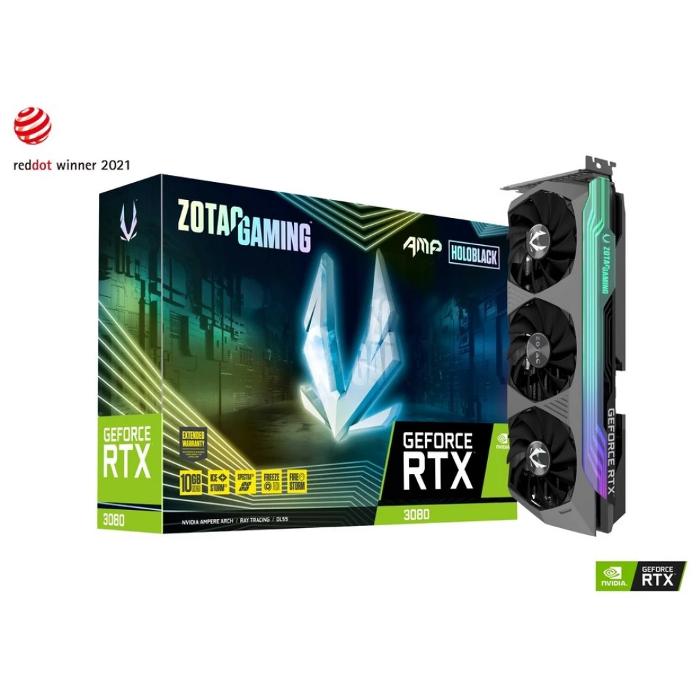 ZOTAC ZT-A30800F-10PLHR GeForce RTX 3080 10GB GDDR6X AMP Holo LHR PCIE ZOTAC ZT-A30800F-10PLHR GeForce RTX 3080 10GB GDDR6X AMP Holo LHR PCIE