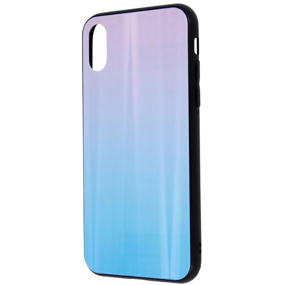 ZONE Aurora Glass Silizium Schutzrahmen gehärtet Glas Rückendeckung Xiaomi Redmi Note 9/Redmi 10X 4G blau und pink