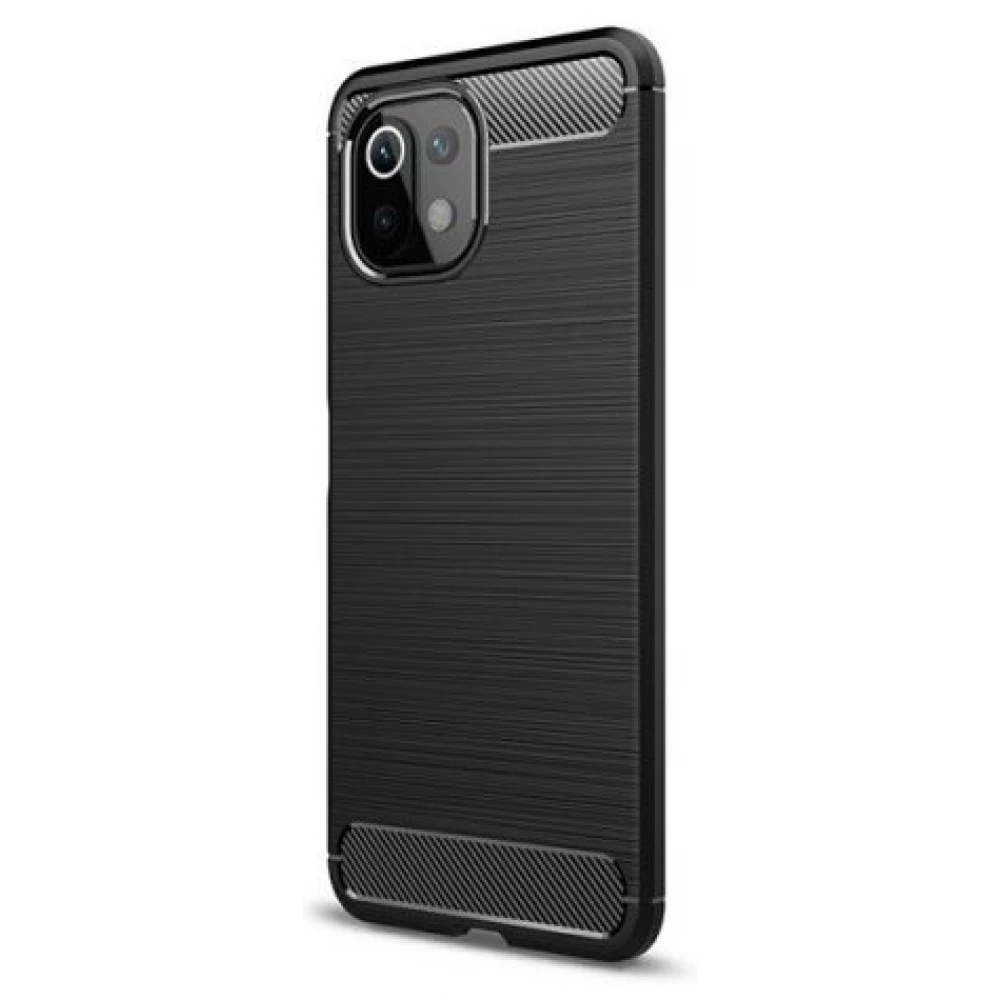 ZONE Silizium Hülle in Maßen stoßfest gebürstet carbon pattern Xiaomi Mi 11 Lite / 11 Lite 5G schwarz