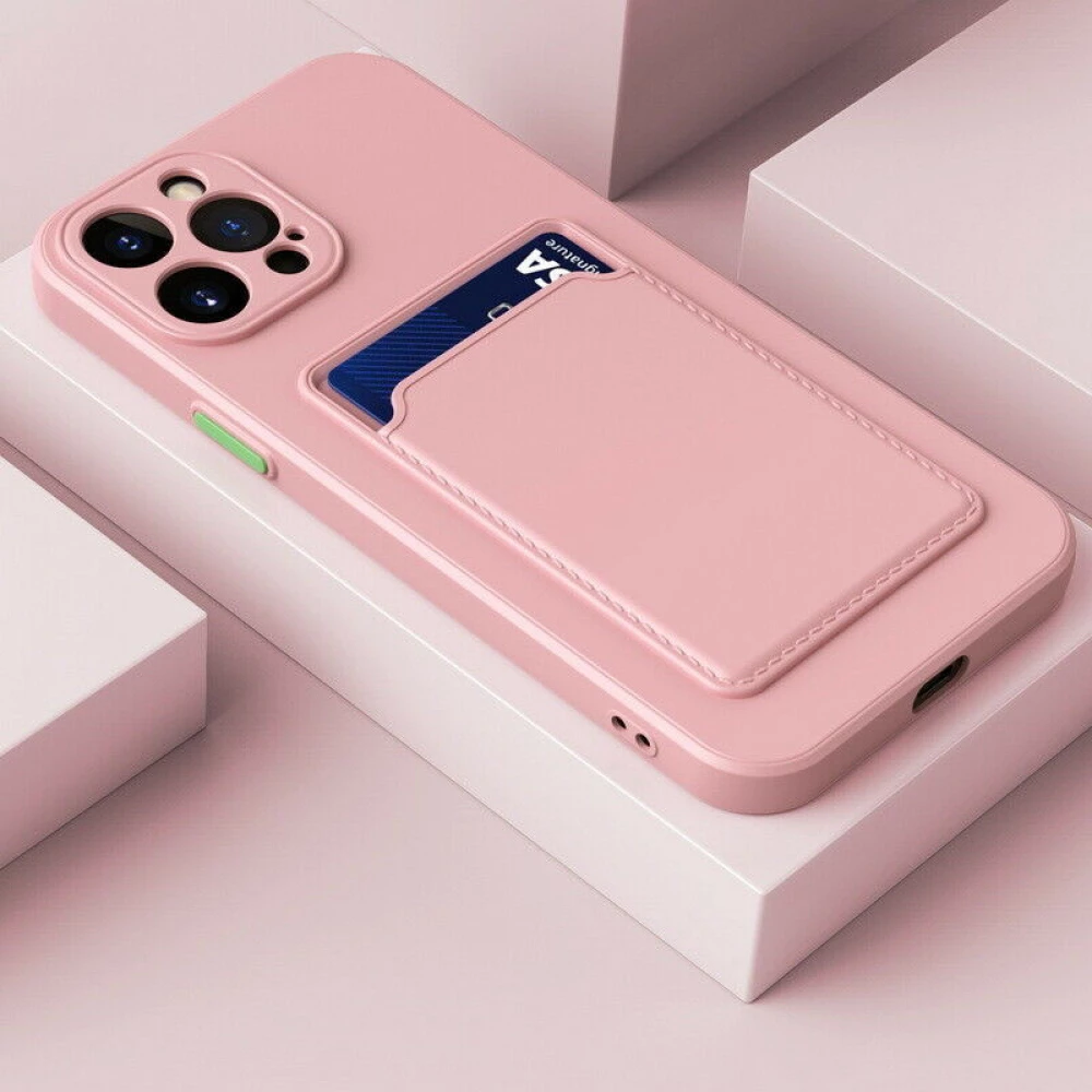 WOOZE Card Slot silikon case karta držačem Samsung Galaxy A22 5G roze