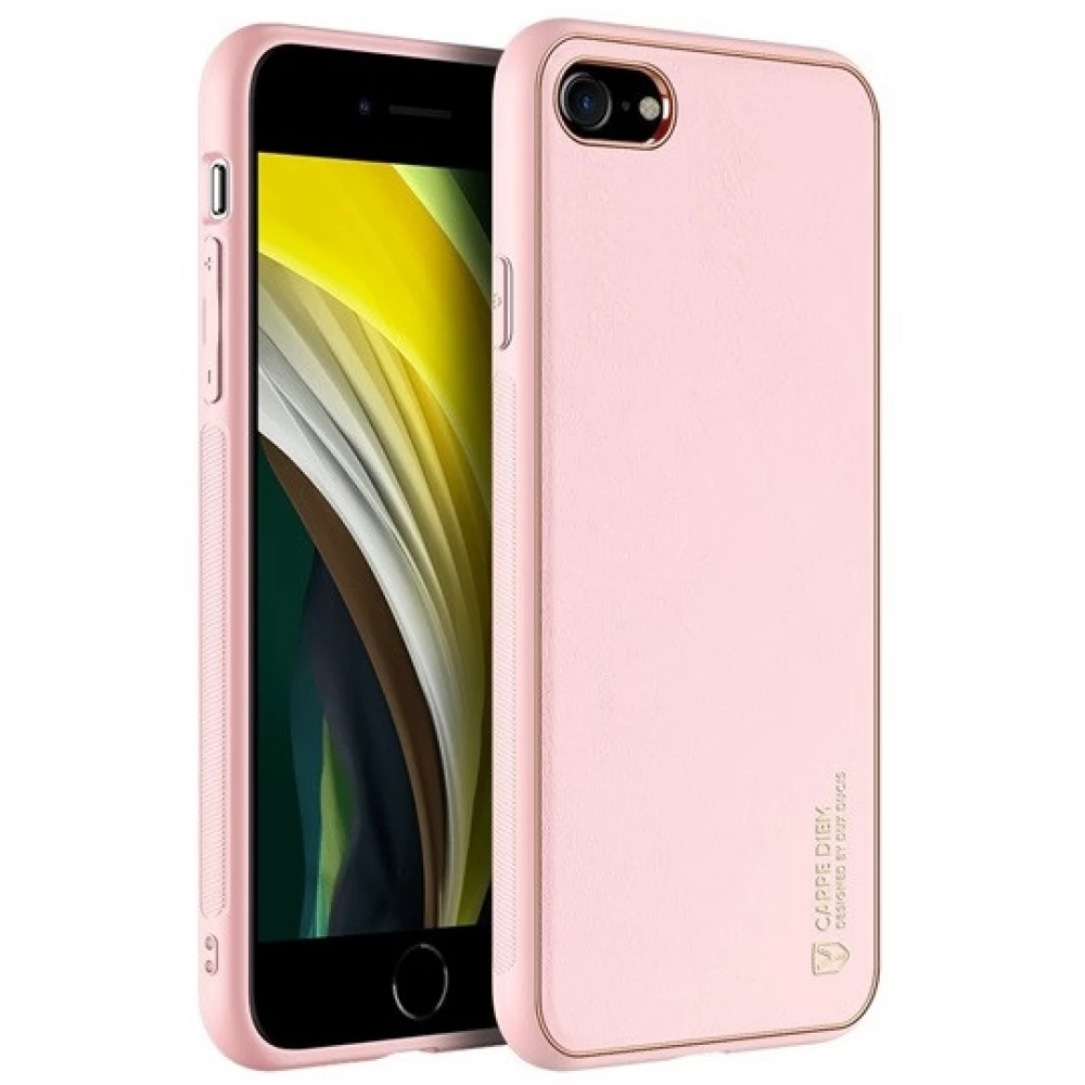 DUX DUCIS Yolo Bőrhatású plastika back plates silikon fémhatású okvir iPhone 7/8/SE (2020) roze