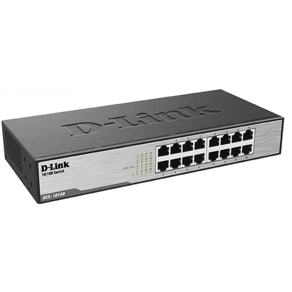 D-LINK DES-1016D 16-Port Fast Ethernet Unmanaged Desktop Switch