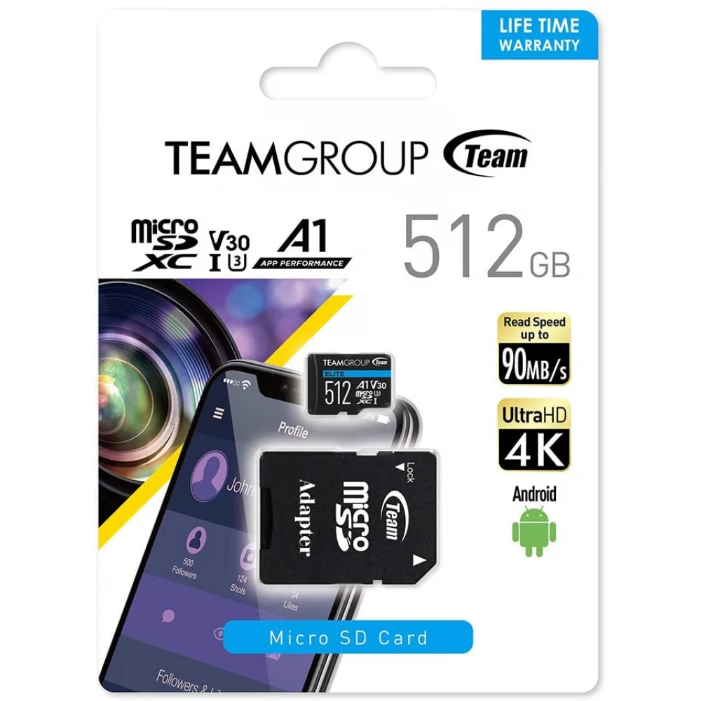 TEAM GROUP Elite 512GB MicroSDXC 45 MB/s TEAUSDX512GIV30A103