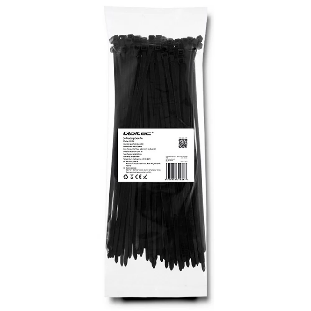 QOLTEC Cable tie Black 20cm 52206
