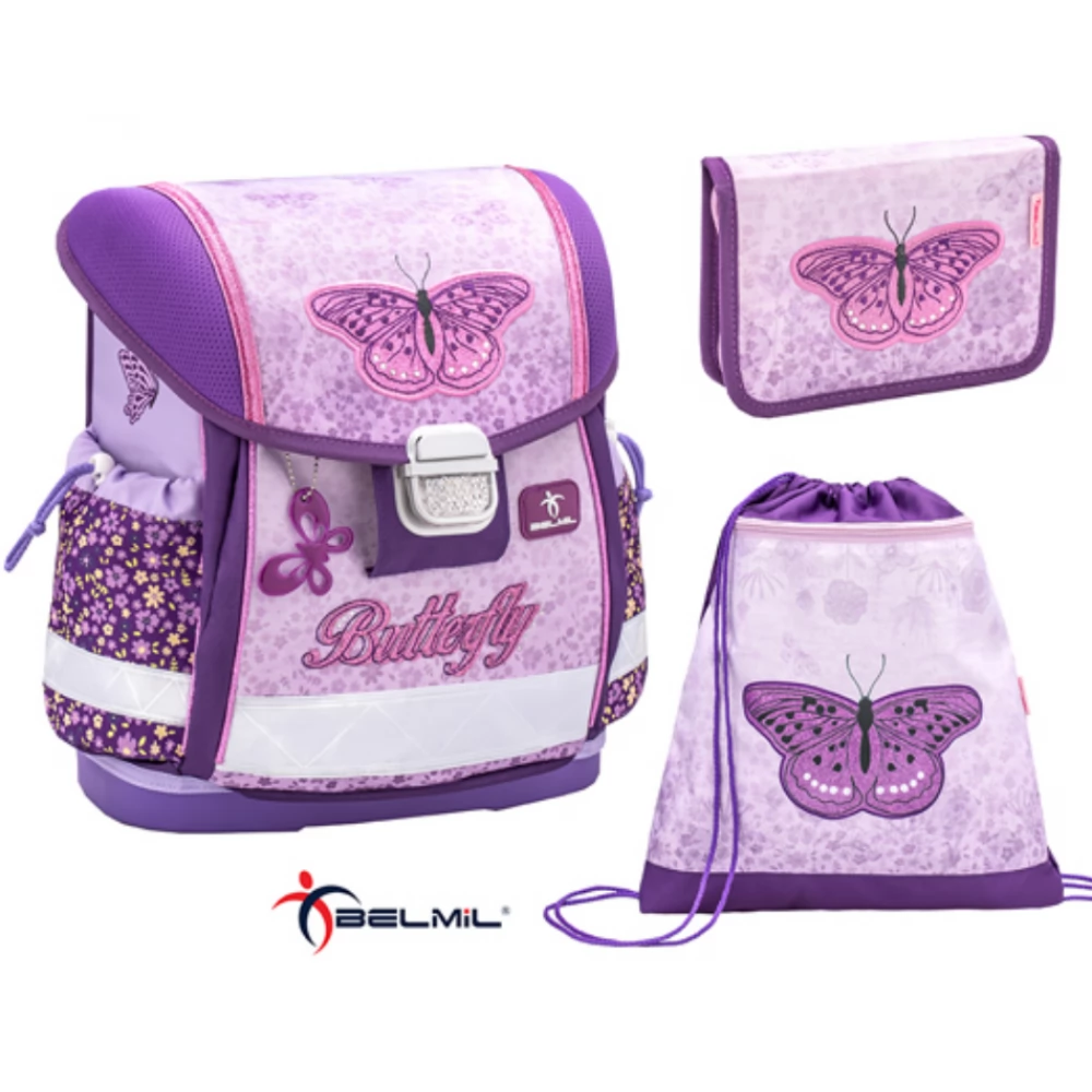 ISKOLASZER Školska torba Set Classy 403-13 Shiny Butterfly Tolltartó Torba za teretanu