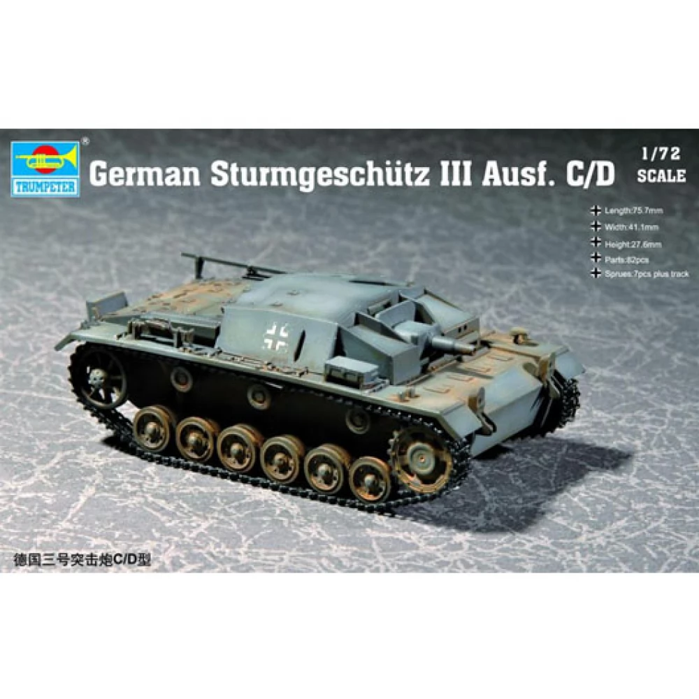 TRUMPETER 1/72 Sturmgeschütz III Ausf. C/D Deutsche Militär- Fahrzeug model