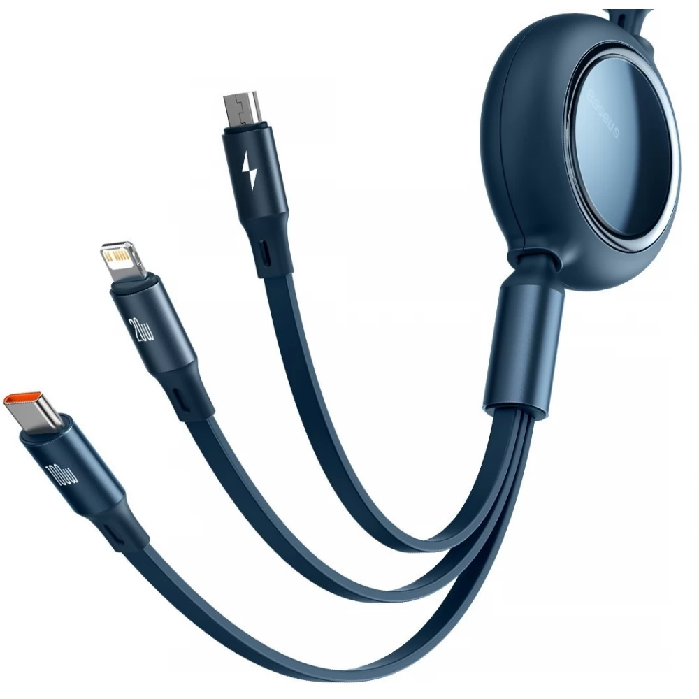 BASEUS USB Lightning + Micro USB + USB Type C Átalakító Kék 1.2m CAMLC-AMJ03