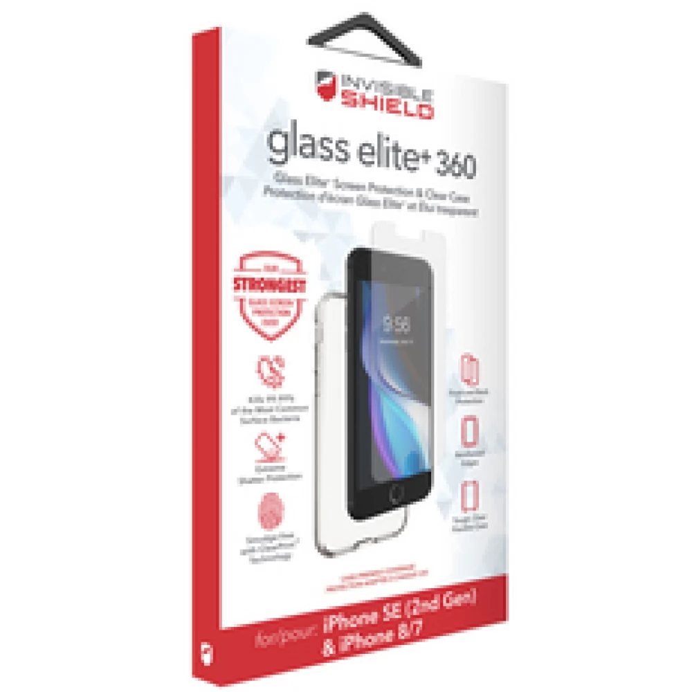 ZAGG InvisibleShield Glass Elite+ 360 backplate și protecţie ecran iPhone SE/8/7/6s/6