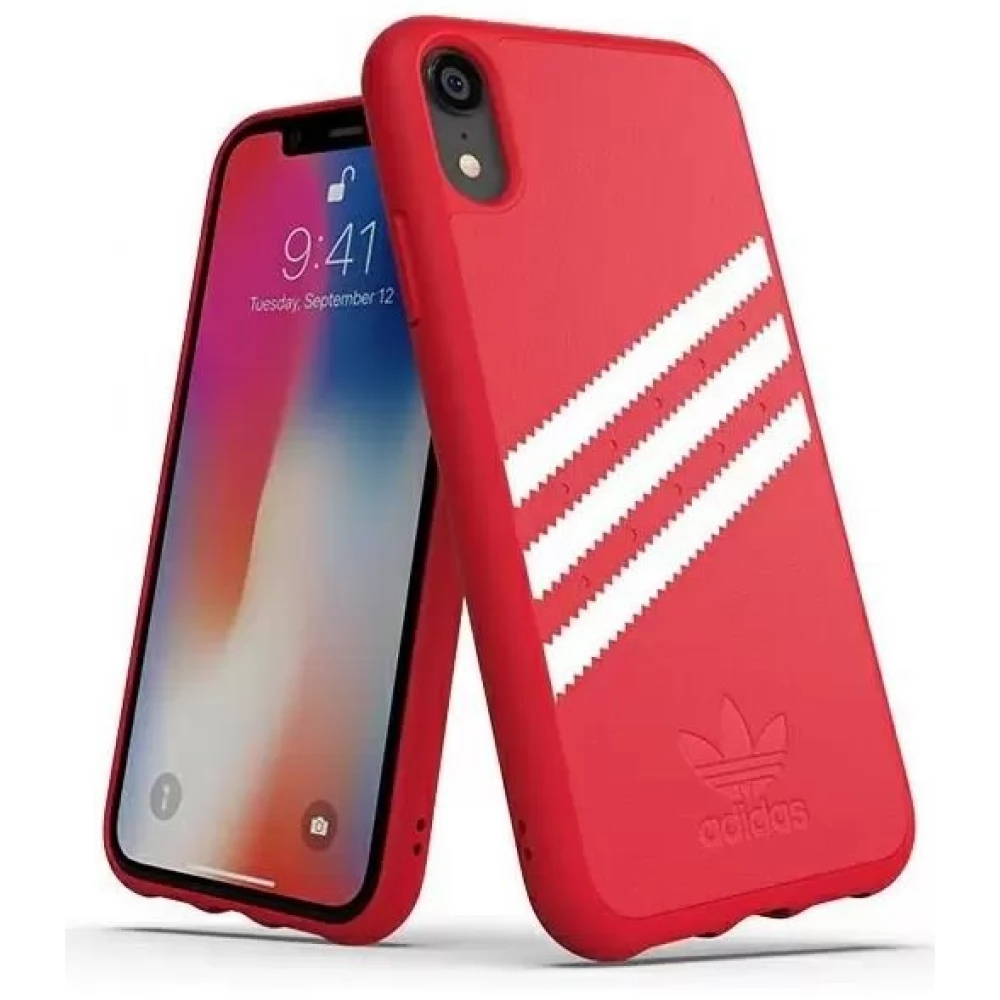 ADIDAS iPhone XR Schutzhülle-Rückseite rot-Weiss