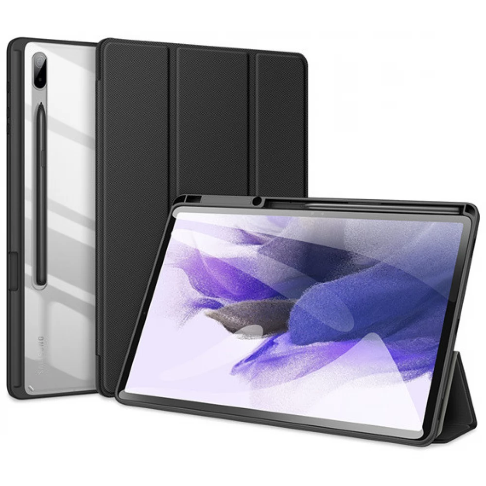 DUX DUCIS Toby Galaxy Tab S7 Plus 12.4 / Tab S7 FE 12.4 SM-T970 / T976B / T730 / T736B mappa case hovercraft corner moderately shockproof S-Pen with holder transparent back panel black