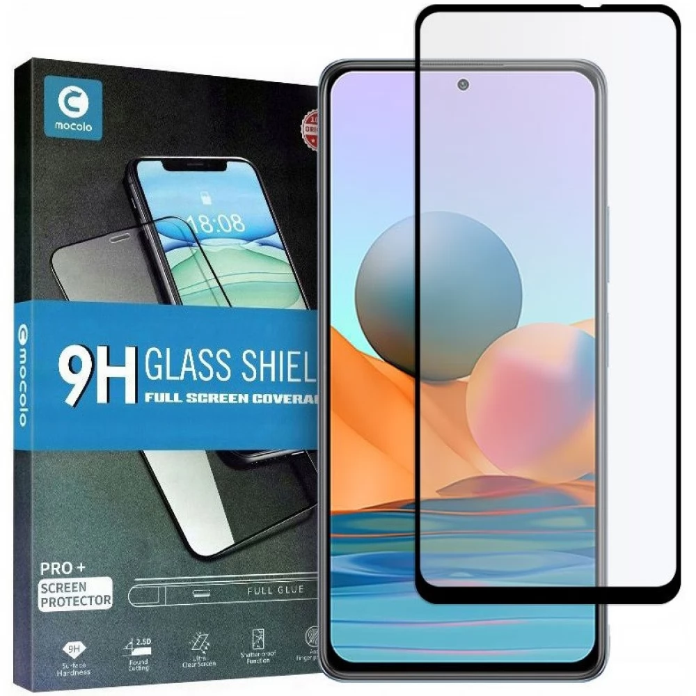MOCOLO Xiaomi Redmi Note 10 Pro Screen protector foil shockproof foil (az arched parts is!) Tempered Glass (tempered glass) Full Glue TG+ black