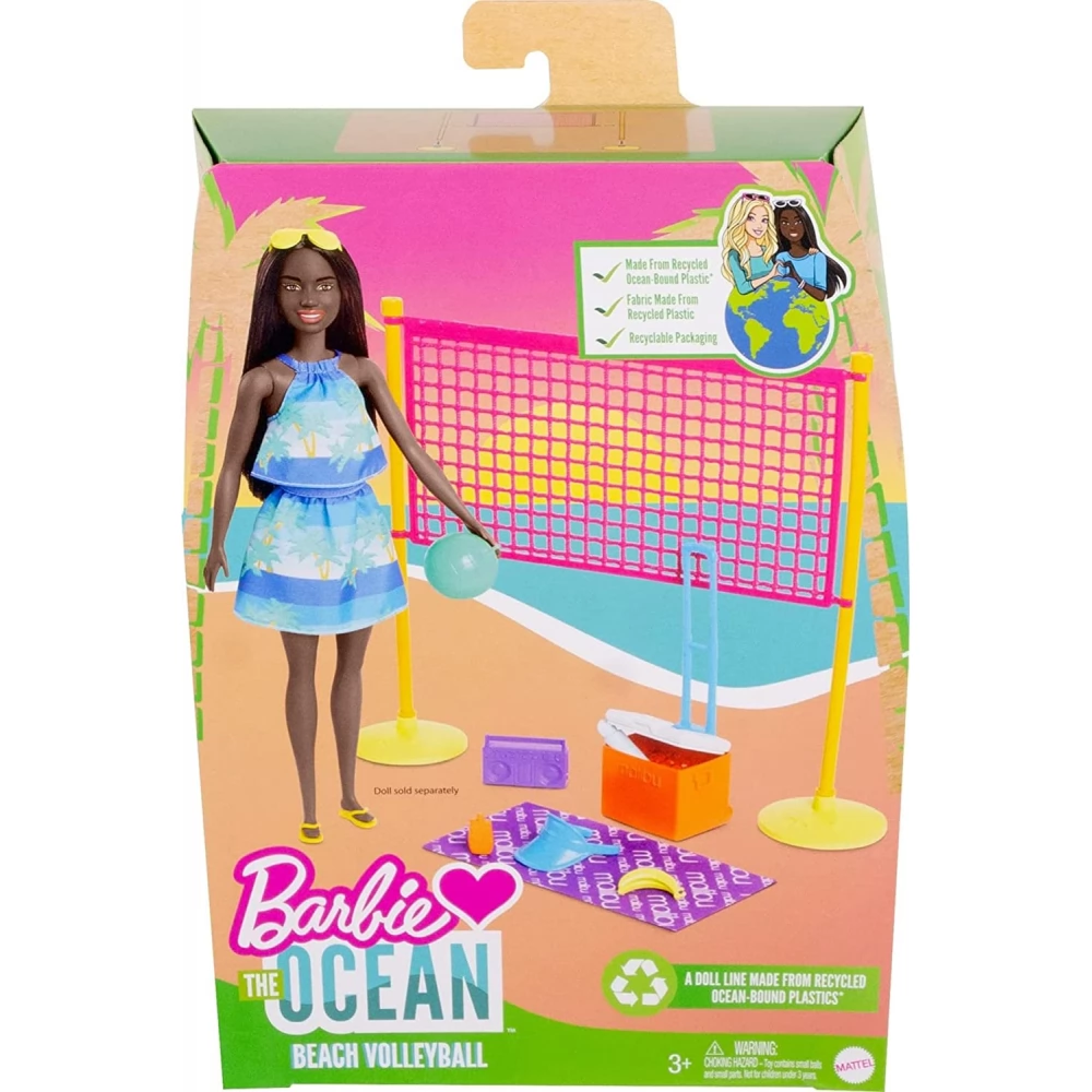 MATTEL GYG18 Barbie Loves The Ocean Környezettudatos strandröplabda figura set