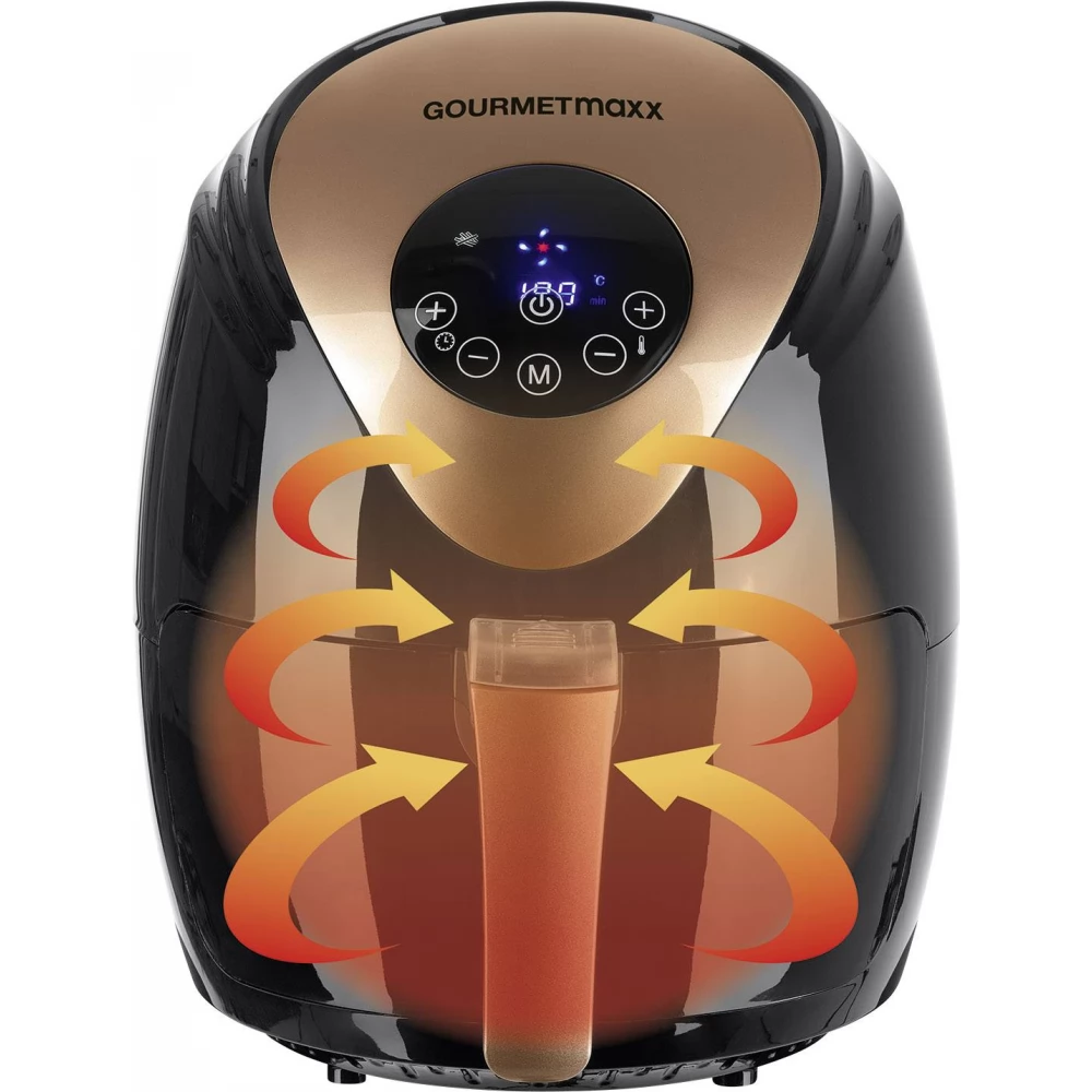 GOURMETMAXX 02365 Aer fierbinte friteuză timer funcție 1500 W negru / cupru