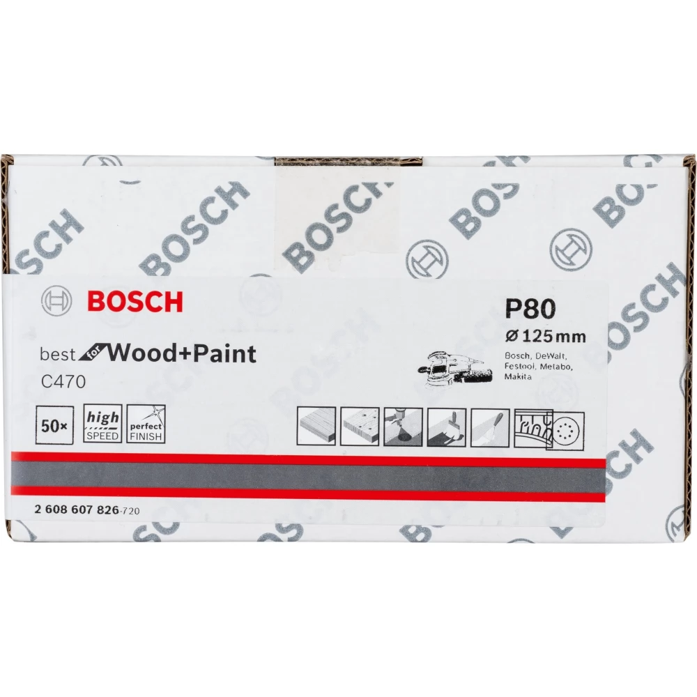 BOSCH C470 Best for Wood and Paint sandpaper 125mm P80 50pcs (Basic guarantee)