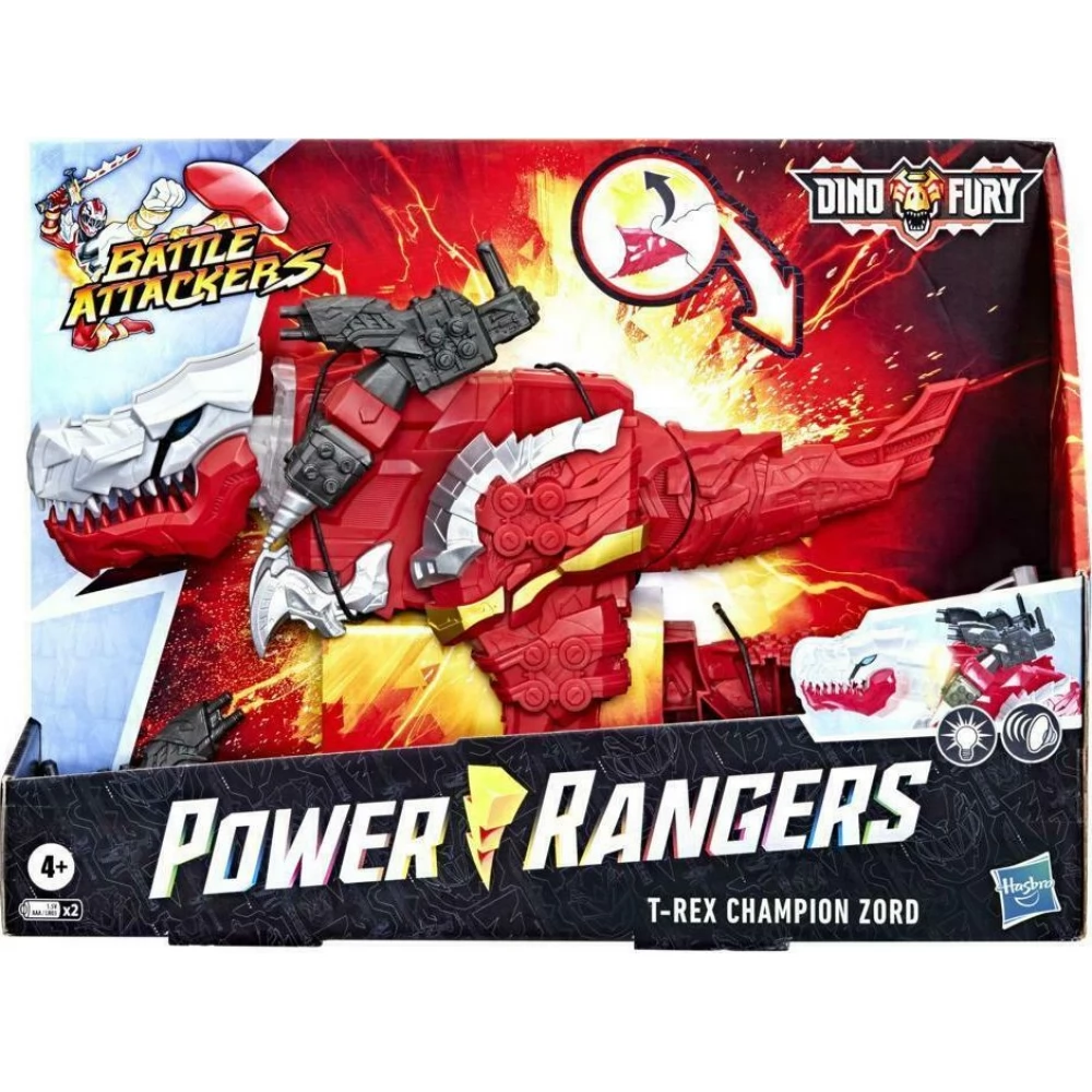 HASBRO Power Rangers Battle Attackers Dino Fury T-Rex Champion Zord ...