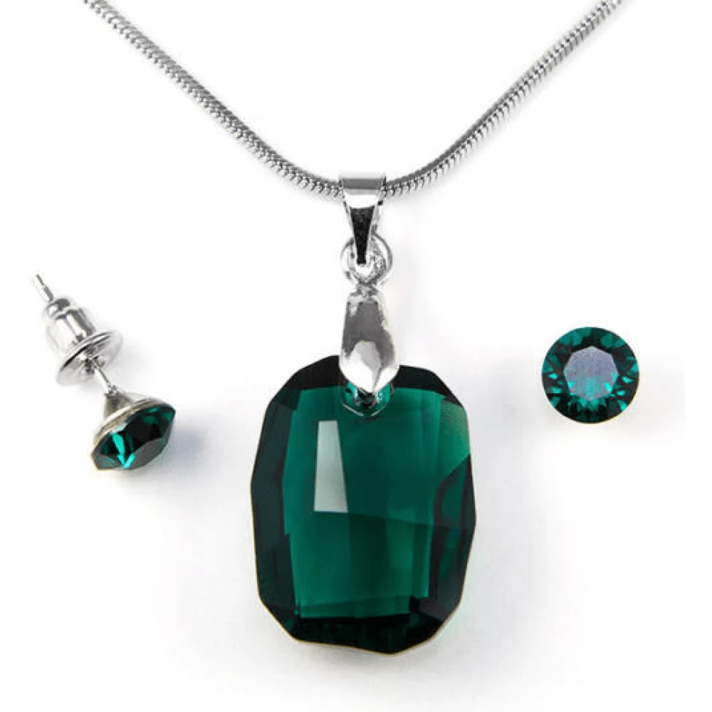 SWAROVSKI Halskette kristályos ékszerszett Graphic 19mm Emerald+díszdoboz