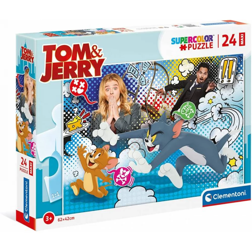 CLEMENTONI Puzzle joc 24 bucăţi SuperColor Tom și Jerry film