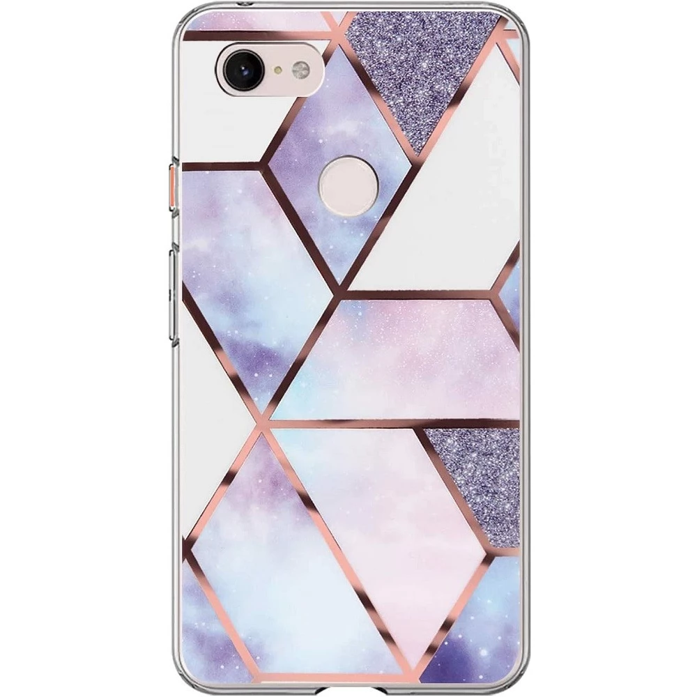 WOOZE Geometric Marble silicon toc poligonal marmură model Apple iPhone 11 színes-kék