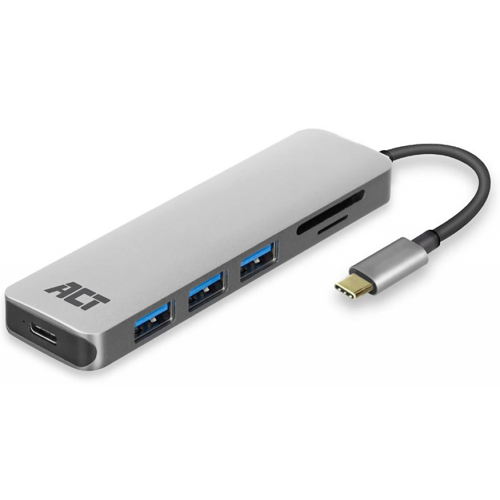 ACT CONNECTIVITY 3-Portos USB-C 3.2 Gen1 Hub card reader and PD Pass ...