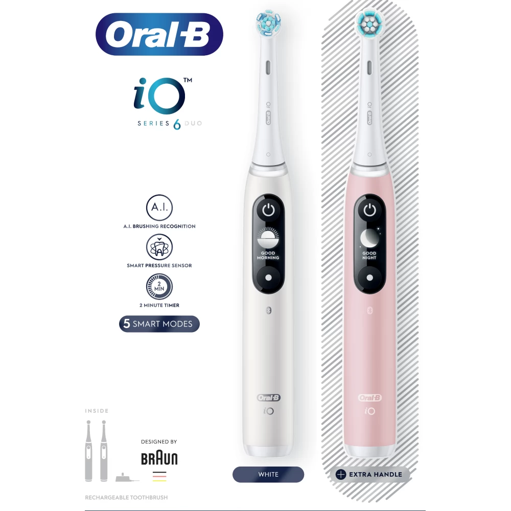 vacature verband gaan beslissen ORAL-B iO 6 Duo Electronic toothbrush set White-pink - iPon - hardware and  software news, reviews, webshop, forum