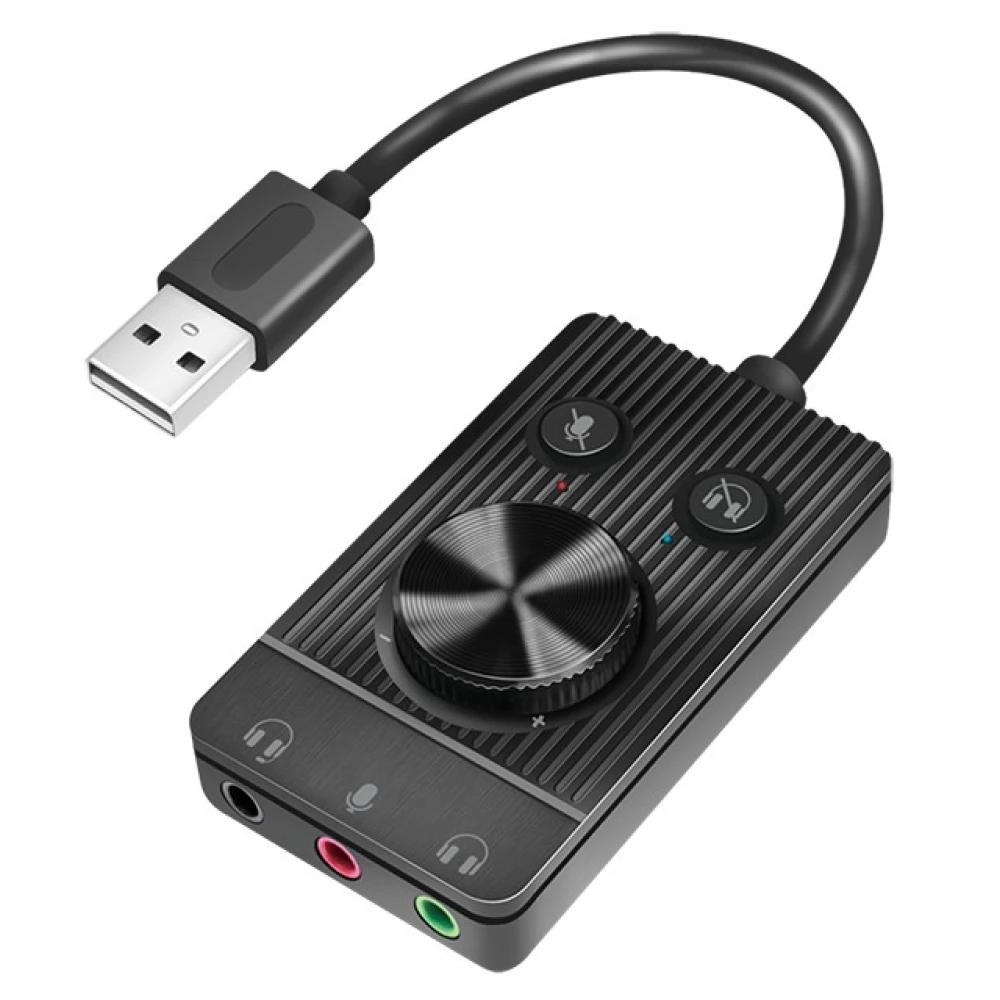 LOGILINK USB 2.0 audio adapter with volume 3x 3.5 mm/F black - - hardware and software news, reviews, webshop, forum