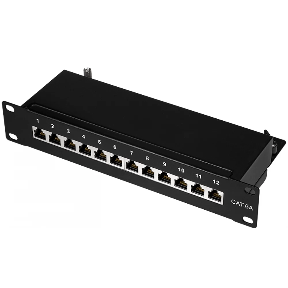 Logilink Cat 6a Patch Panel 12 Ports Shielded 10 Inch Rack Mount Np0052b Iponcomp Hr