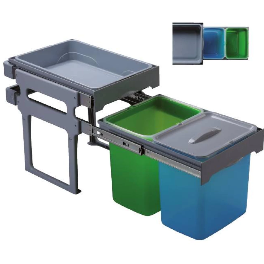 EKOTECH Beépíthető hulladékgyűjtő EKKO 40 - 1x16 liter 2x8 liter