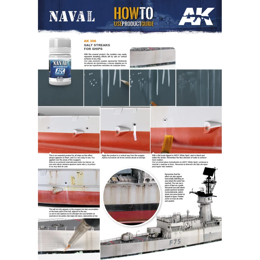 Neval Salt AK INTERACTIVE Naval Salt Streaks for ships enamel tengeri só effekt ...