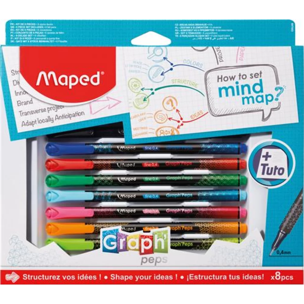 MAPED GraphPeps How to Mind Map Box Tűfilc stock 0.4 mm 8 different ...