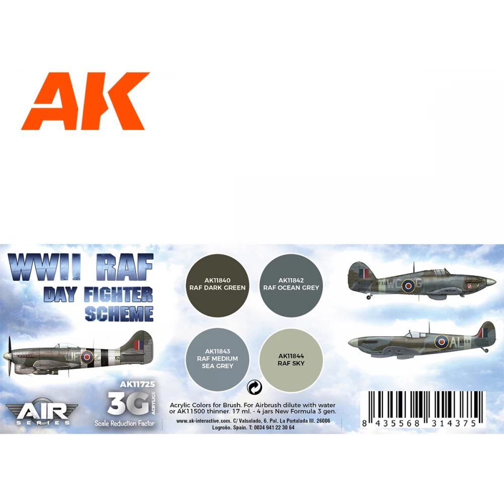 Vallejo Model Air RAF / 8 Colors set WWII RAF Day Fighters 1941-1945 & P.R.U. - Scale Hobbies Ltd