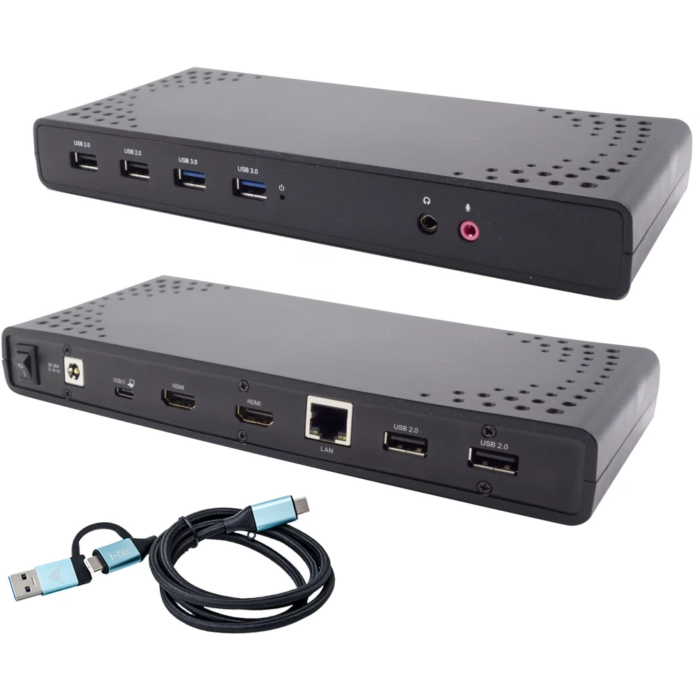ITEC USB 3.0 / USBC / Thunderbolt Dual Display Docking Station + Power