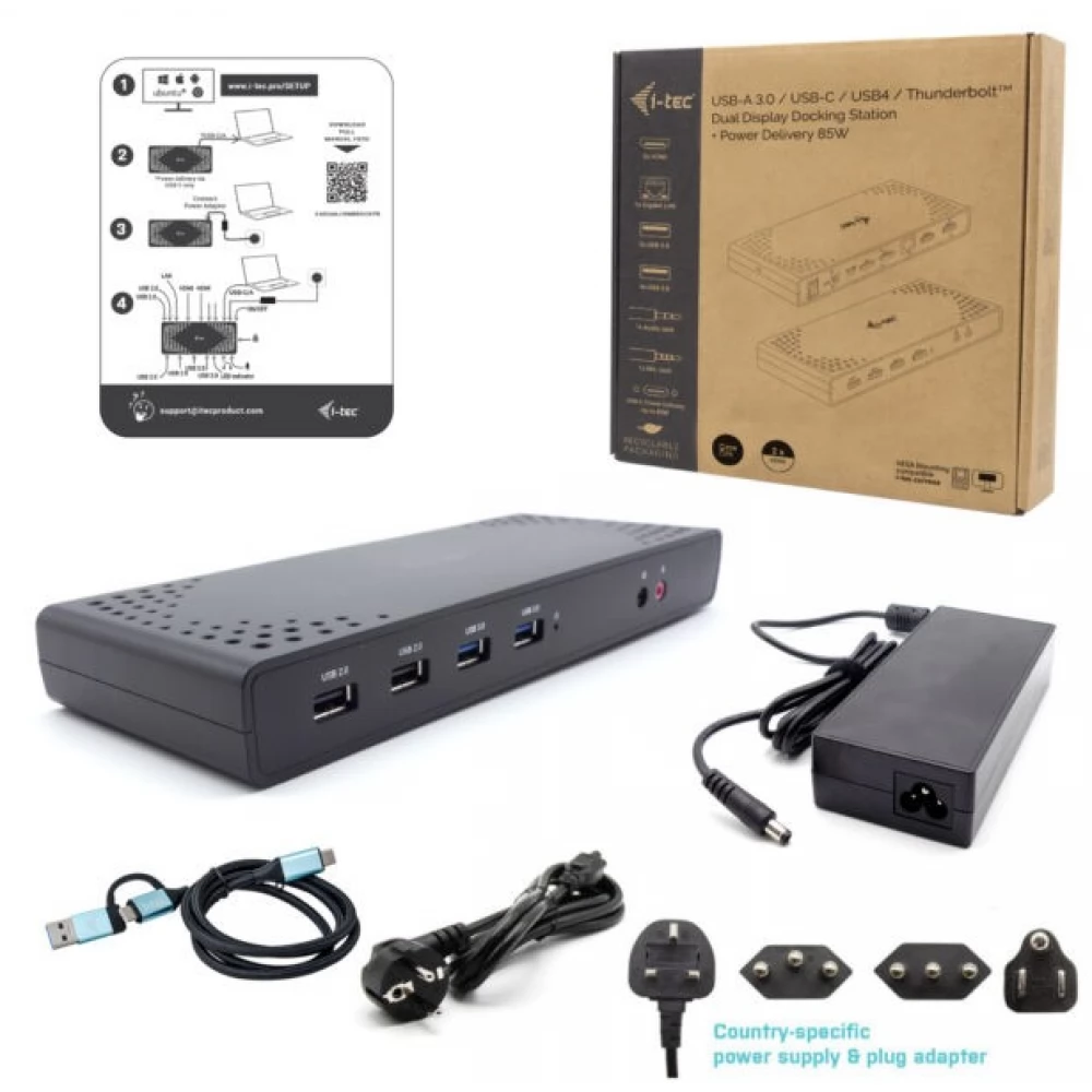 ITEC USB 3.0 / USBC / Thunderbolt Dual Display Docking Station + Power