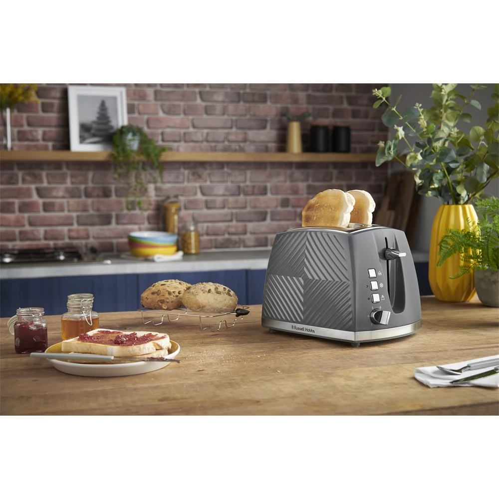 Grey Groove Toaster 2 Slice 26392 by Russell Hobbs